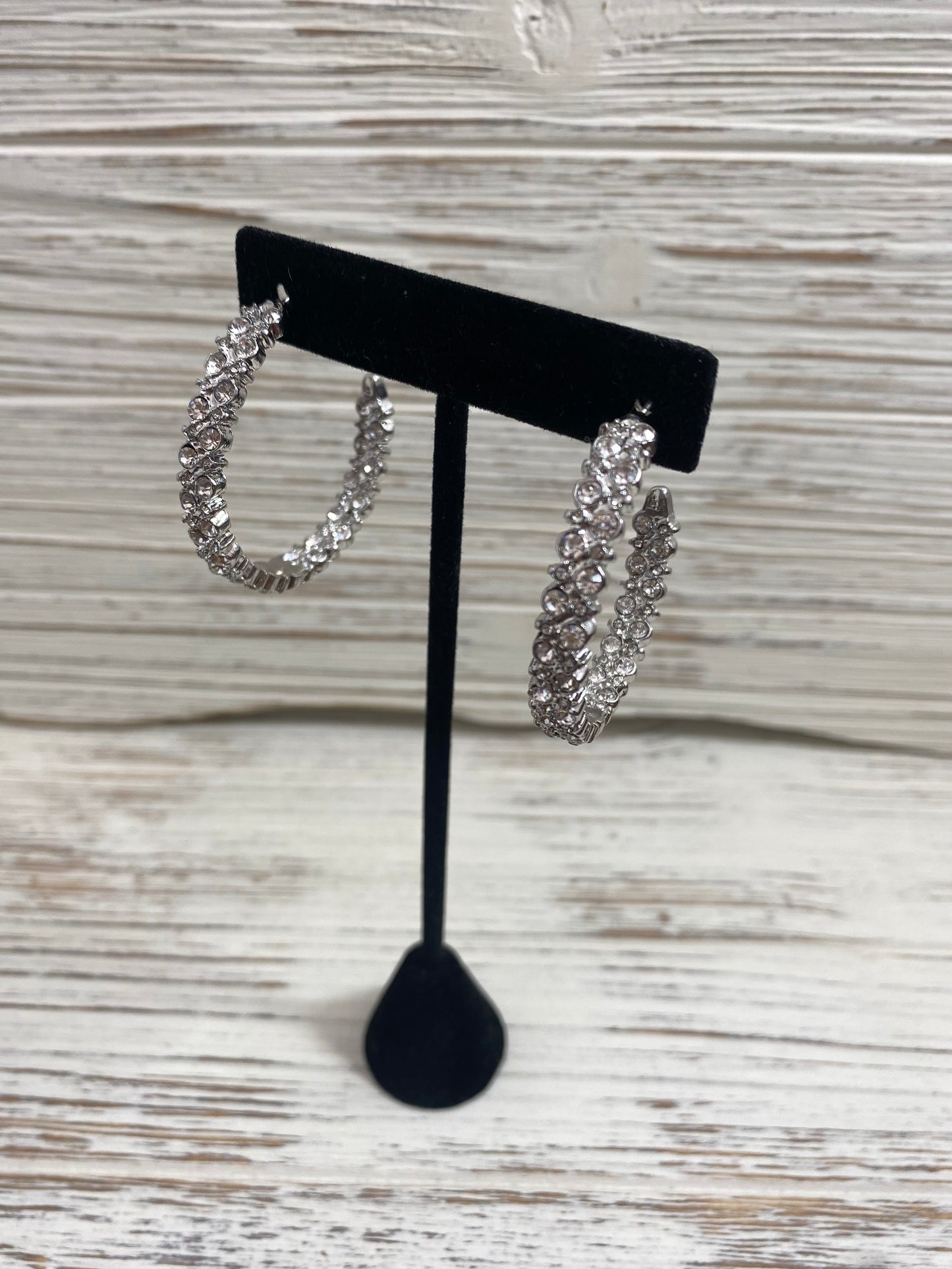 Sliver Rhinestone Hoops