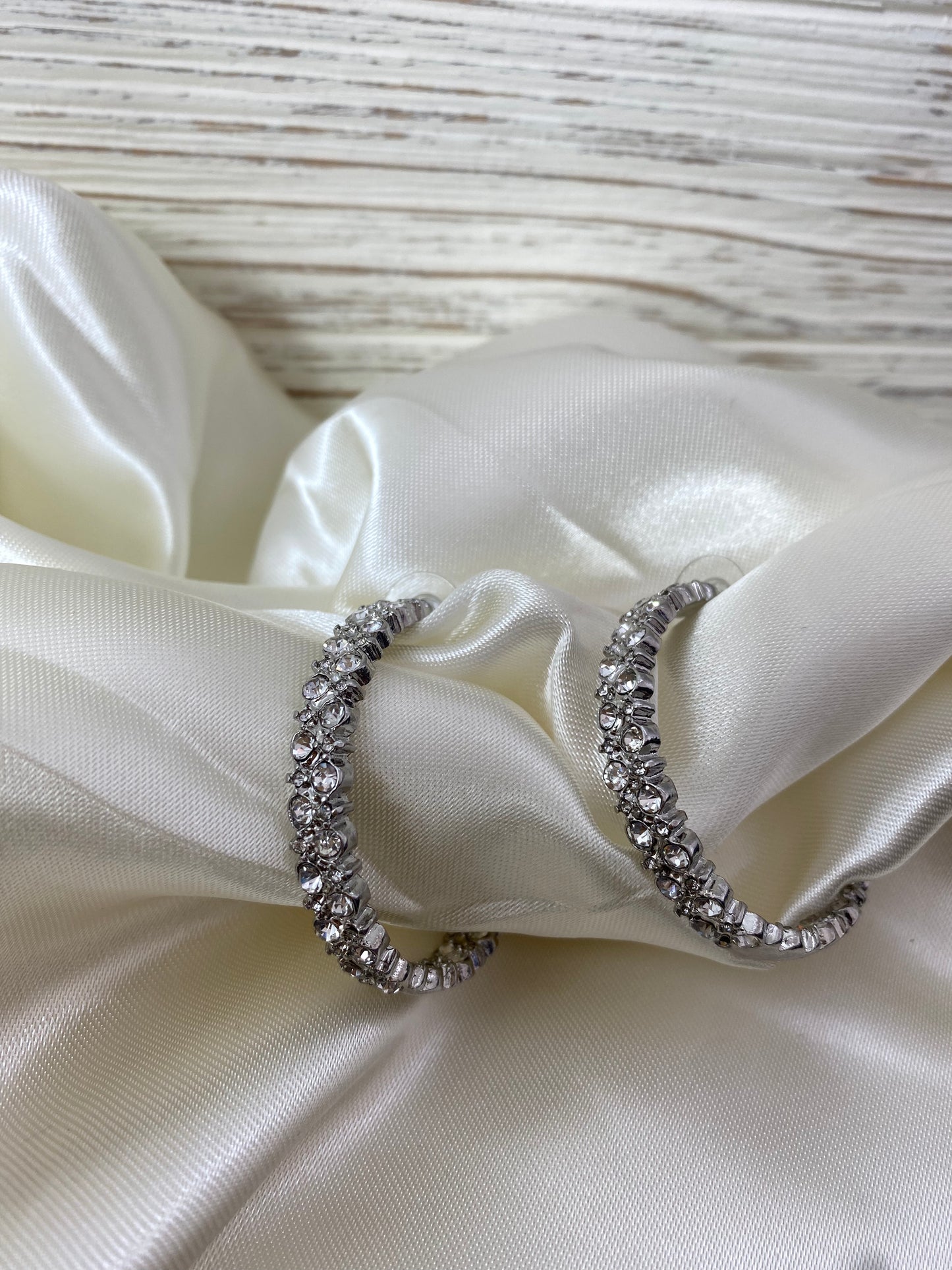 Sliver Rhinestone Hoops