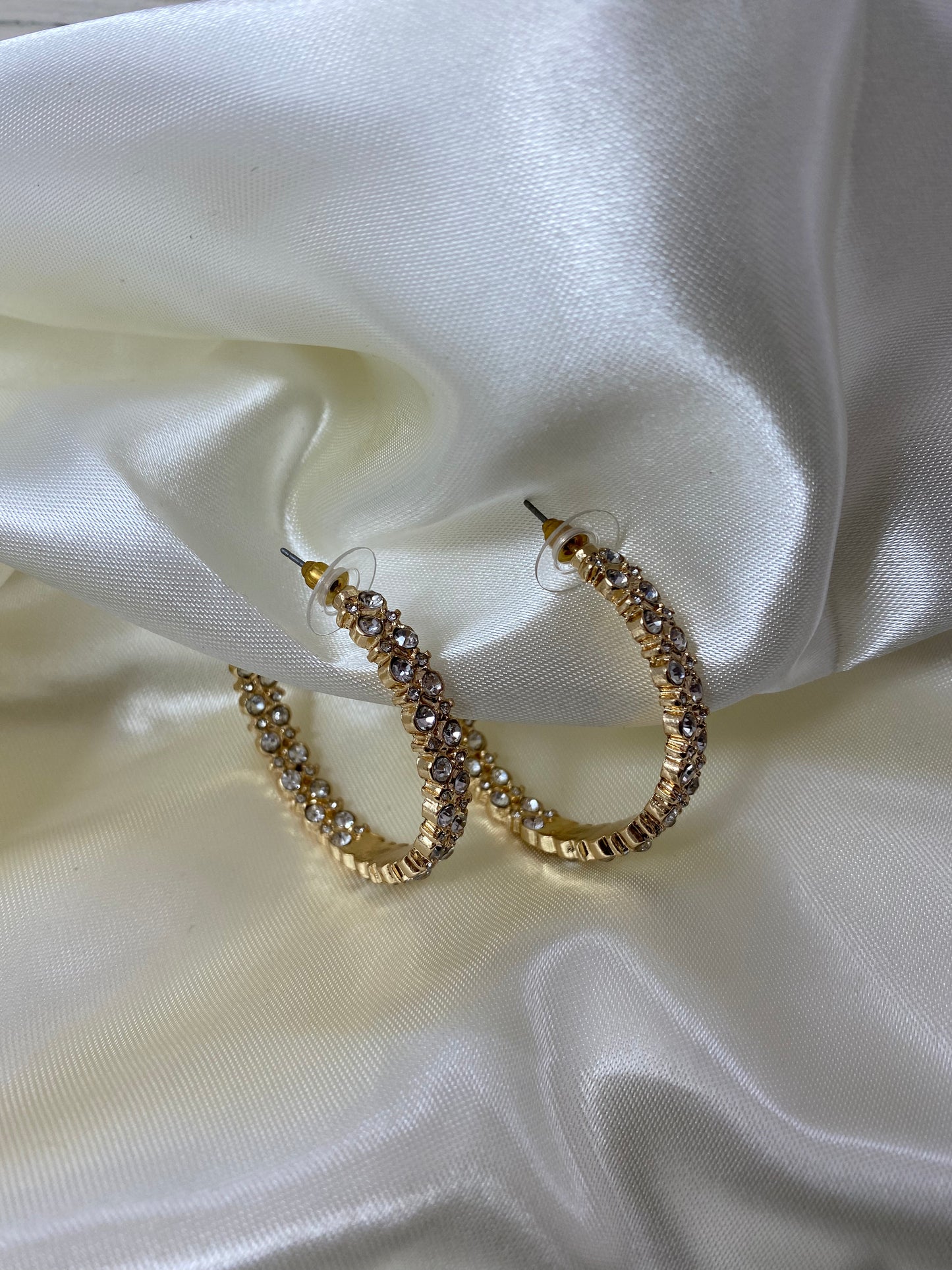 Gold Rhinestone Hoops