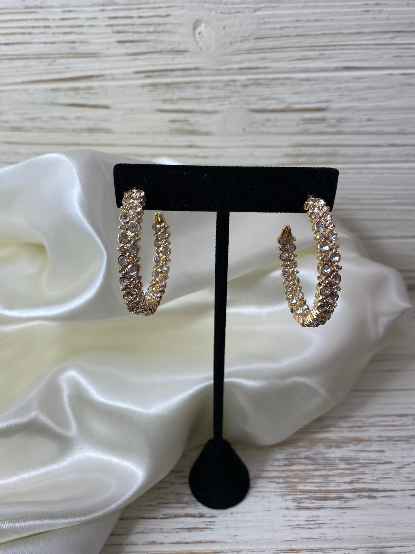 Gold Rhinestone Hoops